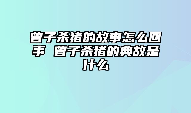 曾子杀猪的故事怎么回事 曾子杀猪的典故是什么