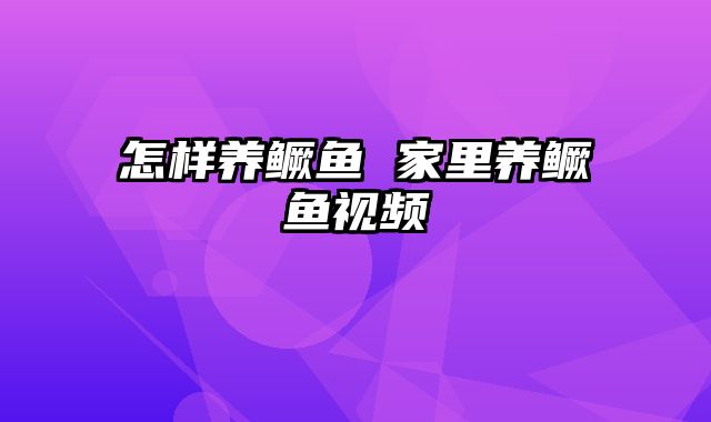 怎样养鳜鱼 家里养鳜鱼视频