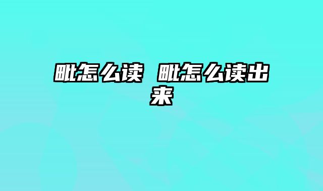 毗怎么读 毗怎么读出来