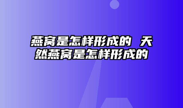 燕窝是怎样形成的 天然燕窝是怎样形成的