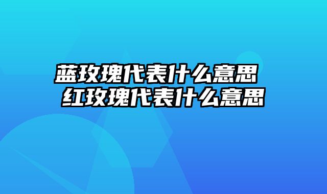 蓝玫瑰代表什么意思 红玫瑰代表什么意思