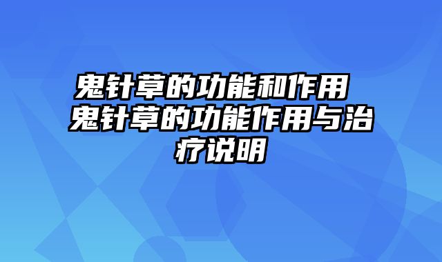 鬼针草的功能和作用 鬼针草的功能作用与治疗说明