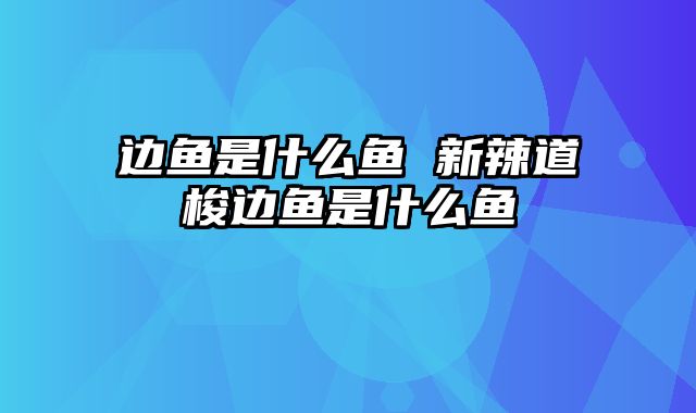 边鱼是什么鱼 新辣道梭边鱼是什么鱼