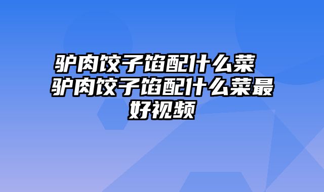 驴肉饺子馅配什么菜 驴肉饺子馅配什么菜最好视频