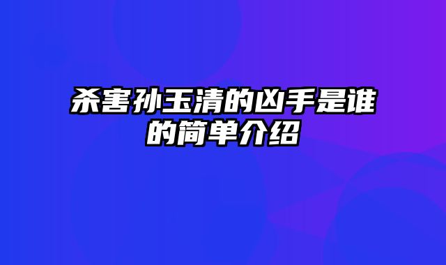 杀害孙玉清的凶手是谁的简单介绍