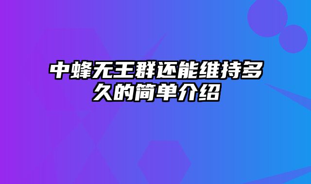 中蜂无王群还能维持多久的简单介绍