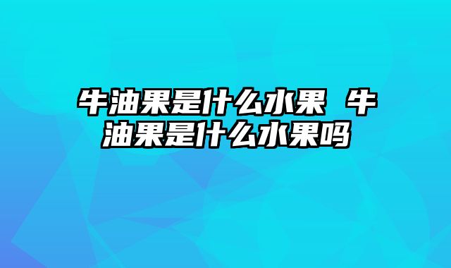 牛油果是什么水果 牛油果是什么水果吗