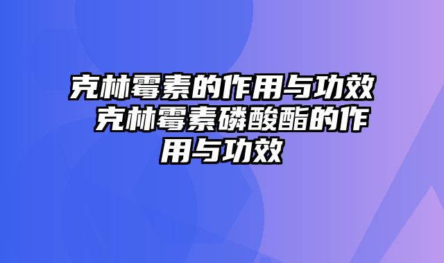克林霉素的作用与功效 克林霉素磷酸酯的作用与功效