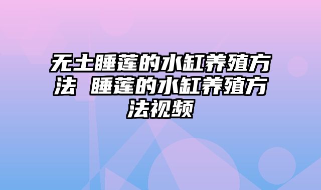 无土睡莲的水缸养殖方法 睡莲的水缸养殖方法视频