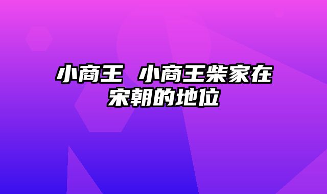 小商王 小商王柴家在宋朝的地位