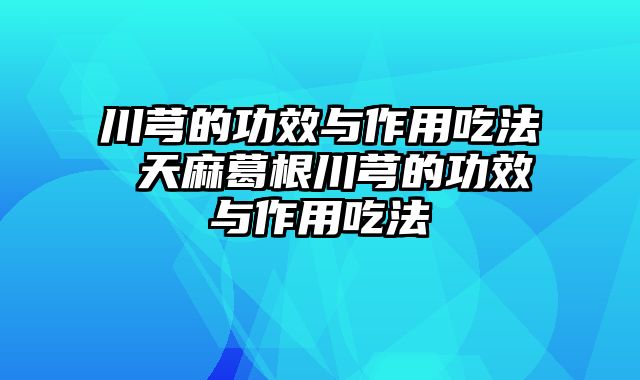 川芎的功效与作用吃法 天麻葛根川芎的功效与作用吃法