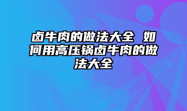 卤牛肉的做法大全 如何用高压锅卤牛肉的做法大全