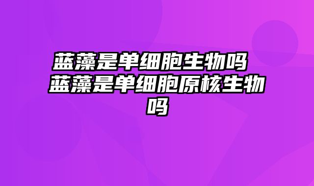 蓝藻是单细胞生物吗 蓝藻是单细胞原核生物吗