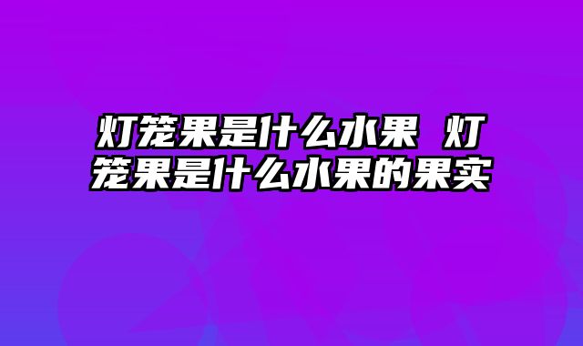 灯笼果是什么水果 灯笼果是什么水果的果实
