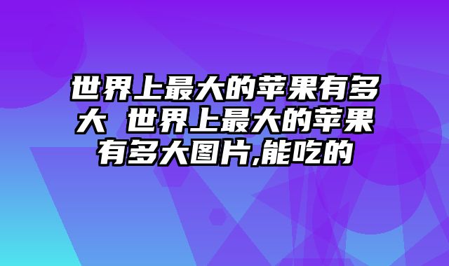 世界上最大的苹果有多大 世界上最大的苹果有多大图片,能吃的