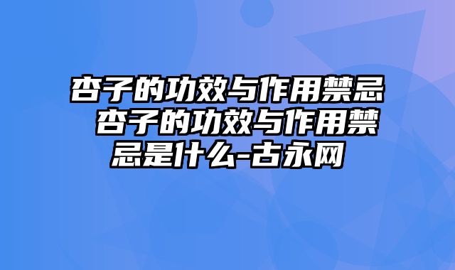 杏子的功效与作用禁忌 杏子的功效与作用禁忌是什么-古永网