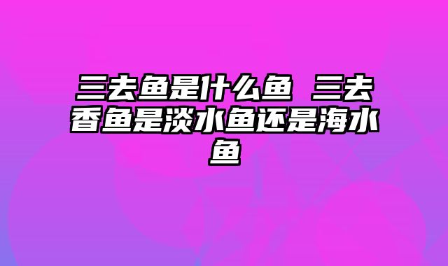 三去鱼是什么鱼 三去香鱼是淡水鱼还是海水鱼