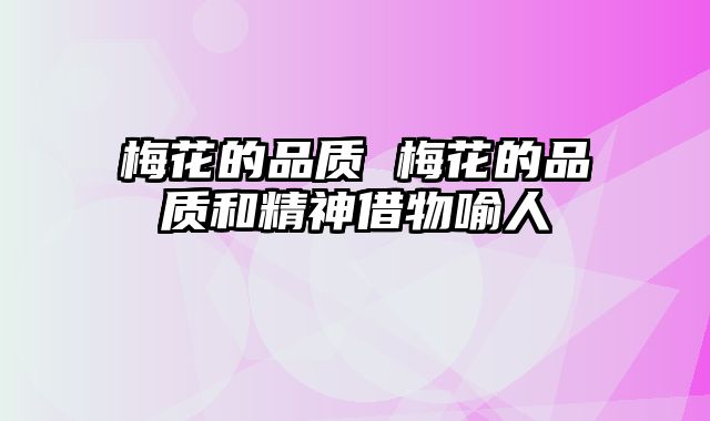 梅花的品质 梅花的品质和精神借物喻人