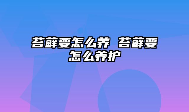 苔藓要怎么养 苔藓要怎么养护