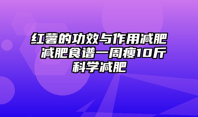 红薯的功效与作用减肥 减肥食谱一周瘦10斤科学减肥