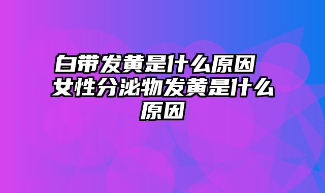 白带发黄是什么原因 女性分泌物发黄是什么原因