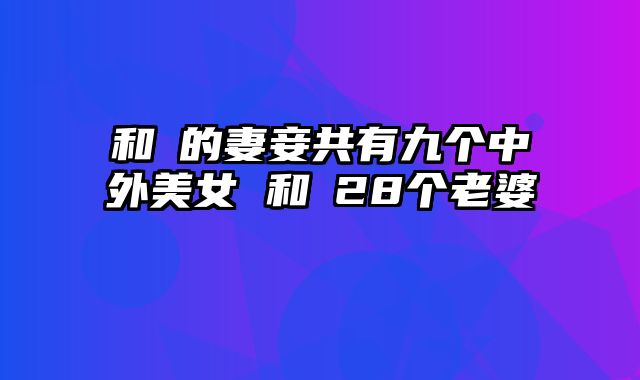 和珅的妻妾共有九个中外美女 和珅28个老婆