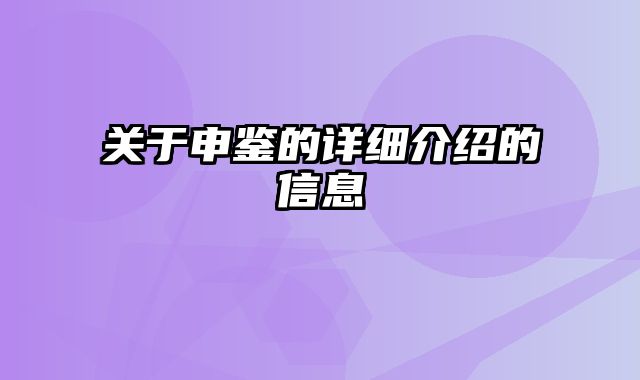 关于申鉴的详细介绍的信息