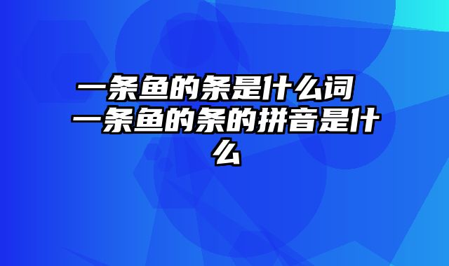 一条鱼的条是什么词 一条鱼的条的拼音是什么