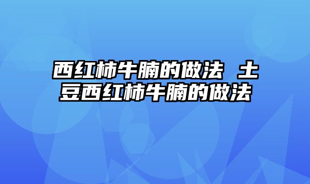 西红柿牛腩的做法 土豆西红柿牛腩的做法