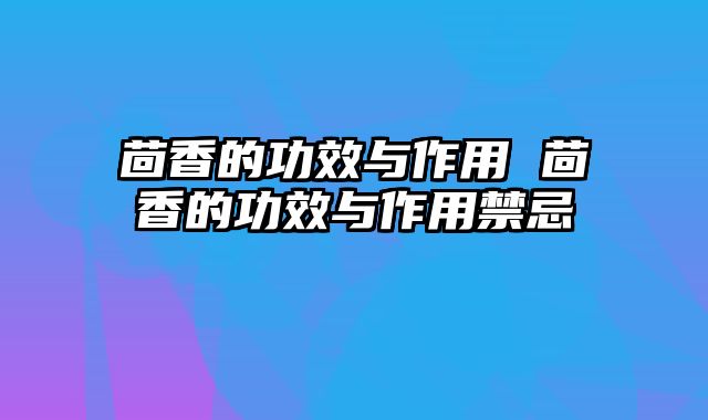 茴香的功效与作用 茴香的功效与作用禁忌