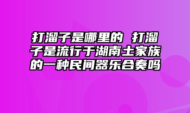 打溜子是哪里的 打溜子是流行于湖南土家族的一种民间器乐合奏吗
