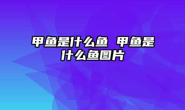 甲鱼是什么鱼 甲鱼是什么鱼图片
