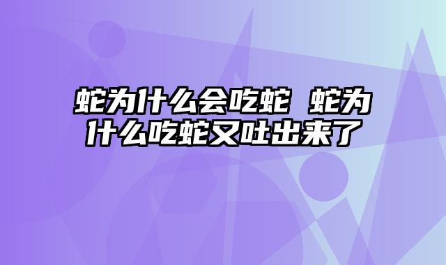 蛇为什么会吃蛇 蛇为什么吃蛇又吐出来了