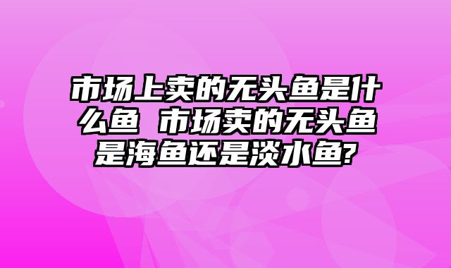 市场上卖的无头鱼是什么鱼 市场卖的无头鱼是海鱼还是淡水鱼?