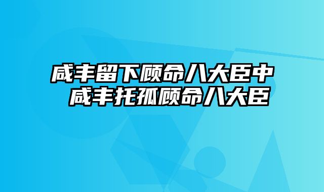 咸丰留下顾命八大臣中 咸丰托孤顾命八大臣