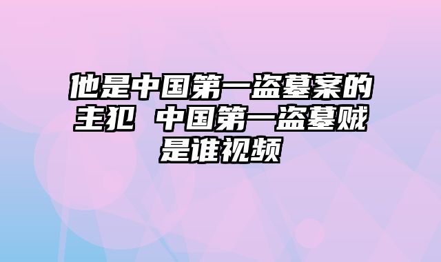 他是中国第一盗墓案的主犯 中国第一盗墓贼是谁视频