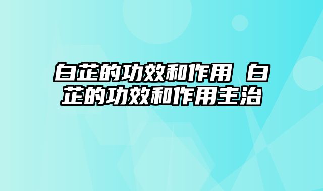 白芷的功效和作用 白芷的功效和作用主治