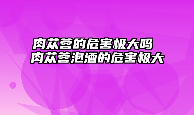 肉苁蓉的危害极大吗 肉苁蓉泡酒的危害极大