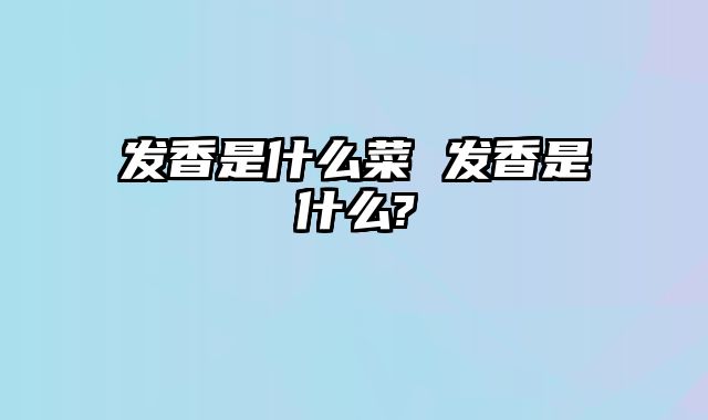 发香是什么菜 发香是什么?