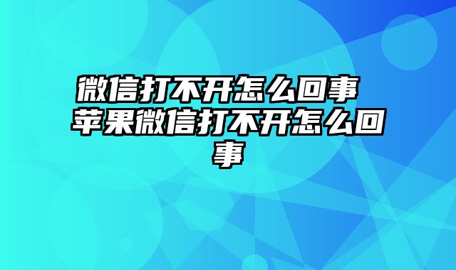 微信打不开怎么回事 苹果微信打不开怎么回事