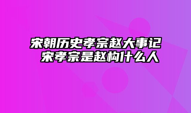 宋朝历史孝宗赵大事记 宋孝宗是赵构什么人