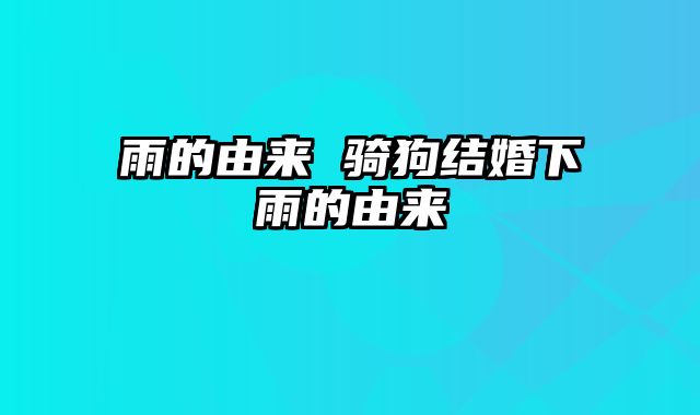 雨的由来 骑狗结婚下雨的由来