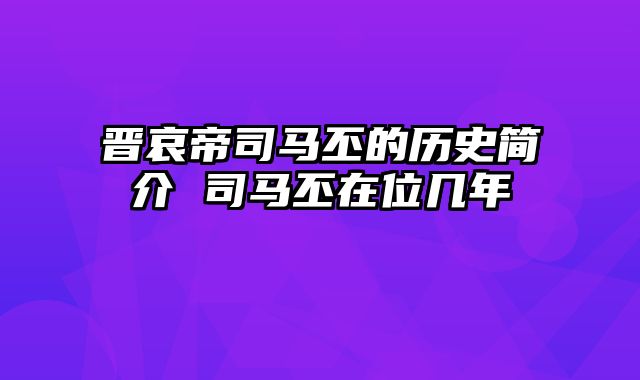 晋哀帝司马丕的历史简介 司马丕在位几年