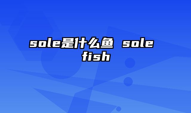 sole是什么鱼 sole fish