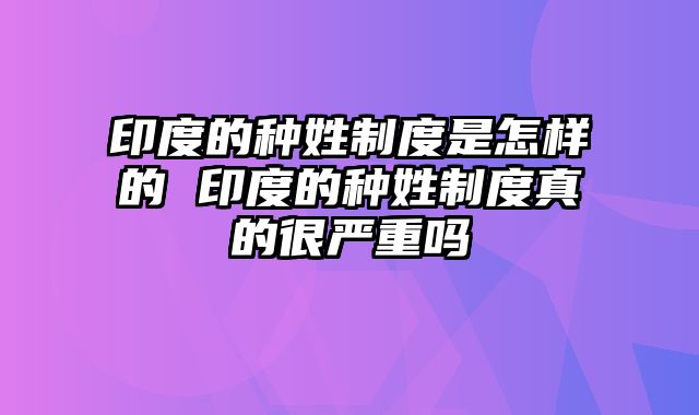印度的种姓制度是怎样的 印度的种姓制度真的很严重吗