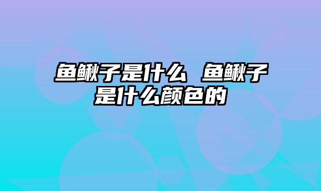 鱼鳅子是什么 鱼鳅子是什么颜色的