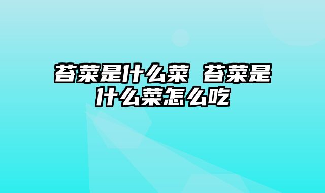 苔菜是什么菜 苔菜是什么菜怎么吃