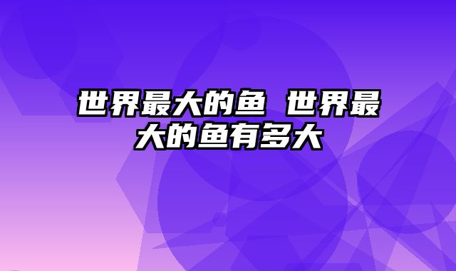 世界最大的鱼 世界最大的鱼有多大