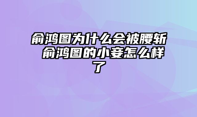 俞鸿图为什么会被腰斩 俞鸿图的小妾怎么样了