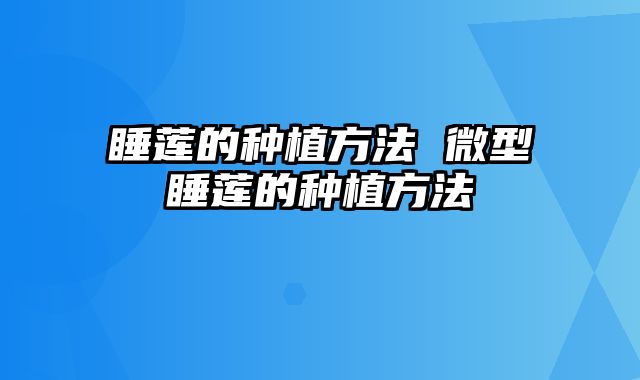 睡莲的种植方法 微型睡莲的种植方法